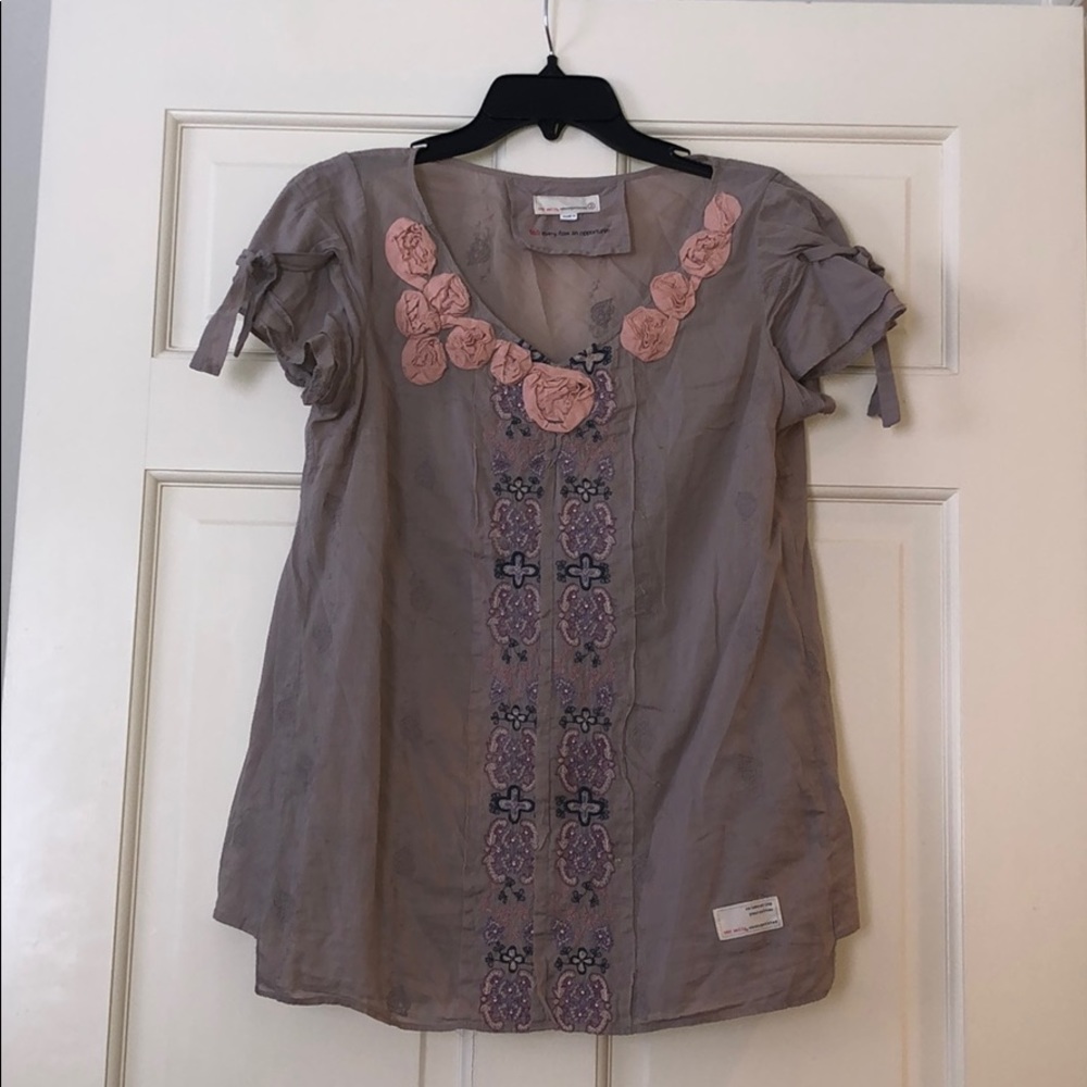 Odd Molly Embroidered Short Sleeve Blouse